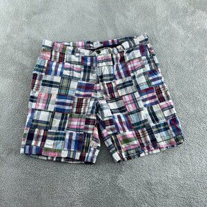 Mens JCP Plaid Patchwork Cotton Shorts Size 38 Multicolor Casual  4989
